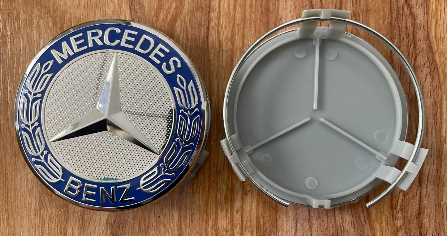 4x Nabendeckel 75mm kompatibel für Mercedes Hellblau Felgendeckel Set