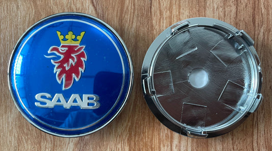 4x Nabendeckel 60mm kompatibel für Saab Blau