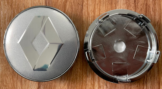 4x Nabendeckel 60mm kompatibel für Renault Silber