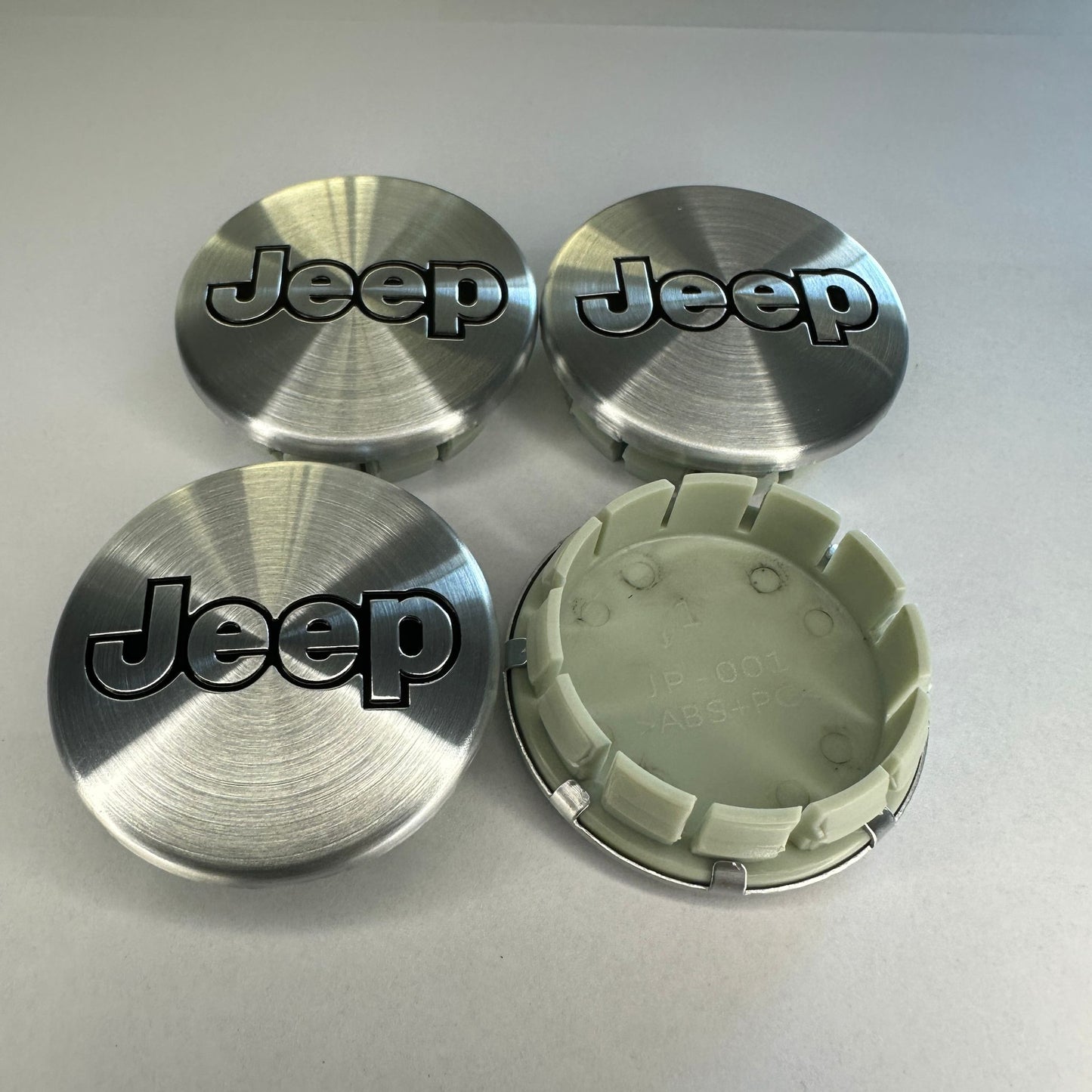 4x Jeep kompatible Nabendeckel 56mm Silber