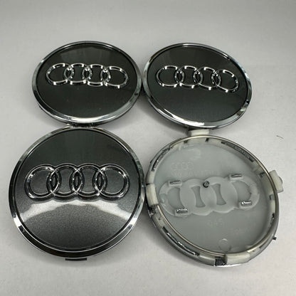 4x Audi kompatible Nabendeckel 61mm Grau
